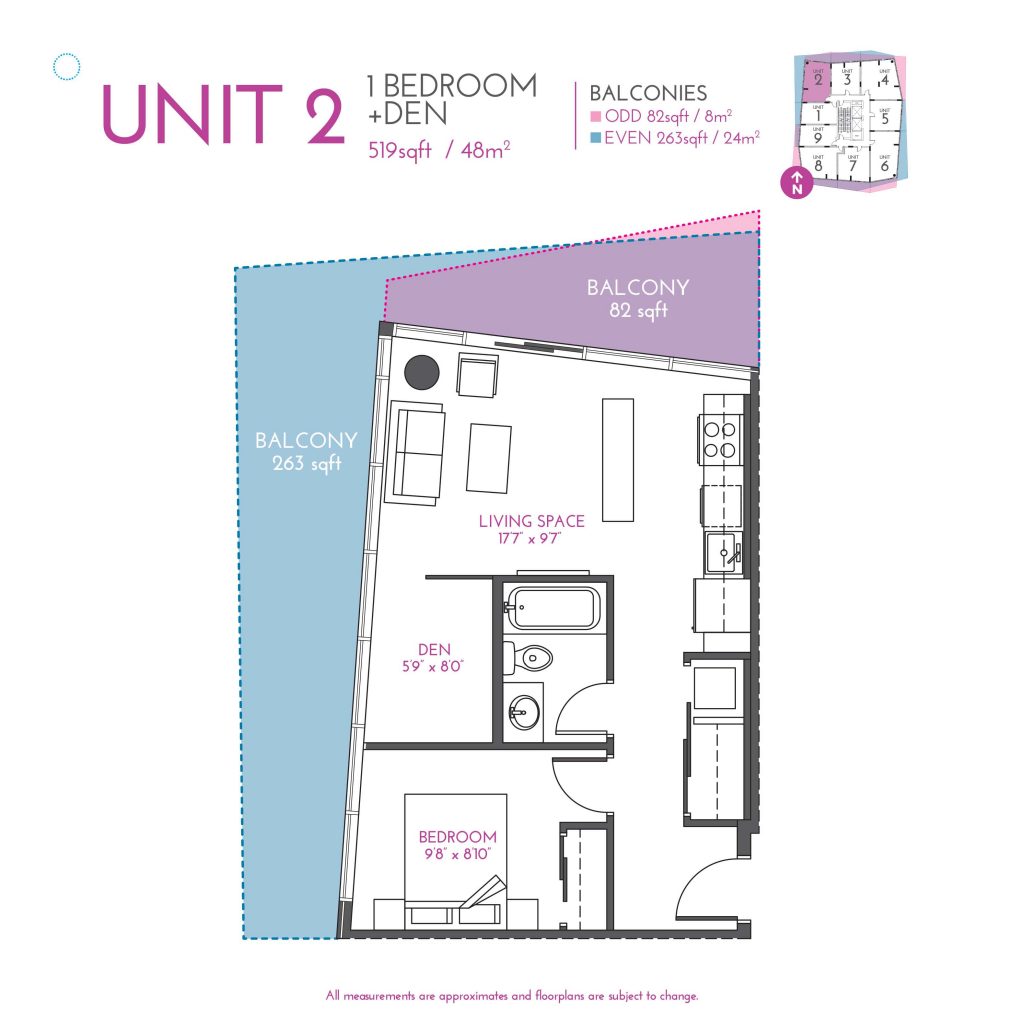 Unit 2 INK One Bedroom 2B Den